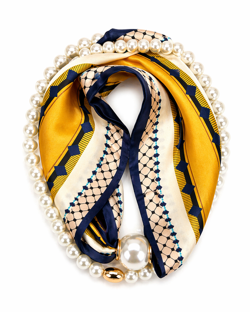 HS Parelsjaal + Ketting - In 9+ Kleuren - Incl. Magneet Parel Ketting! - Geel