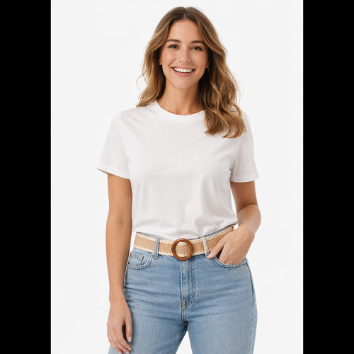HS Riem - Kartelprint met Houten Gesp - verstelbare pasvorm - 3 kleuren - MODEL_FRONT