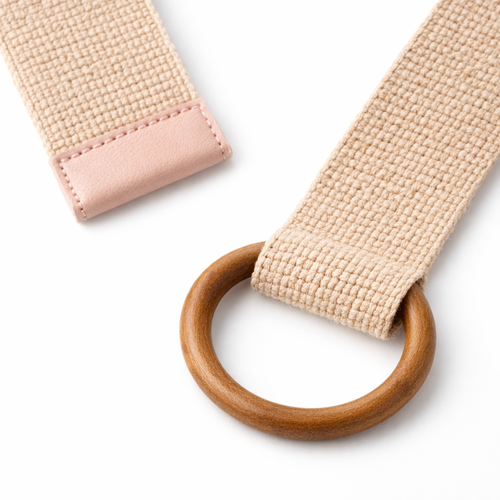 HS Riem - Effen met Houten Gesp - verstelbare pasvorm - 11 kleuren - DETAIL