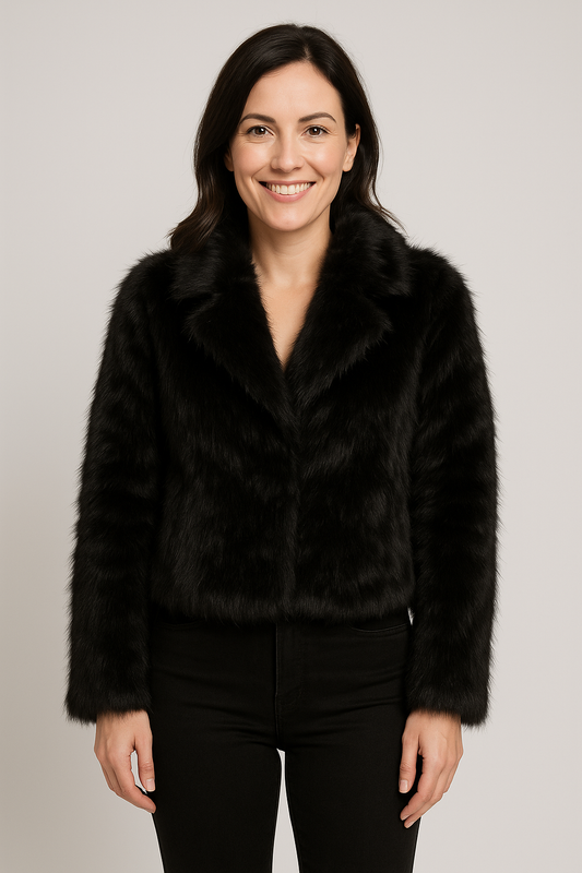 Faux Fur Dames Jas Zwart