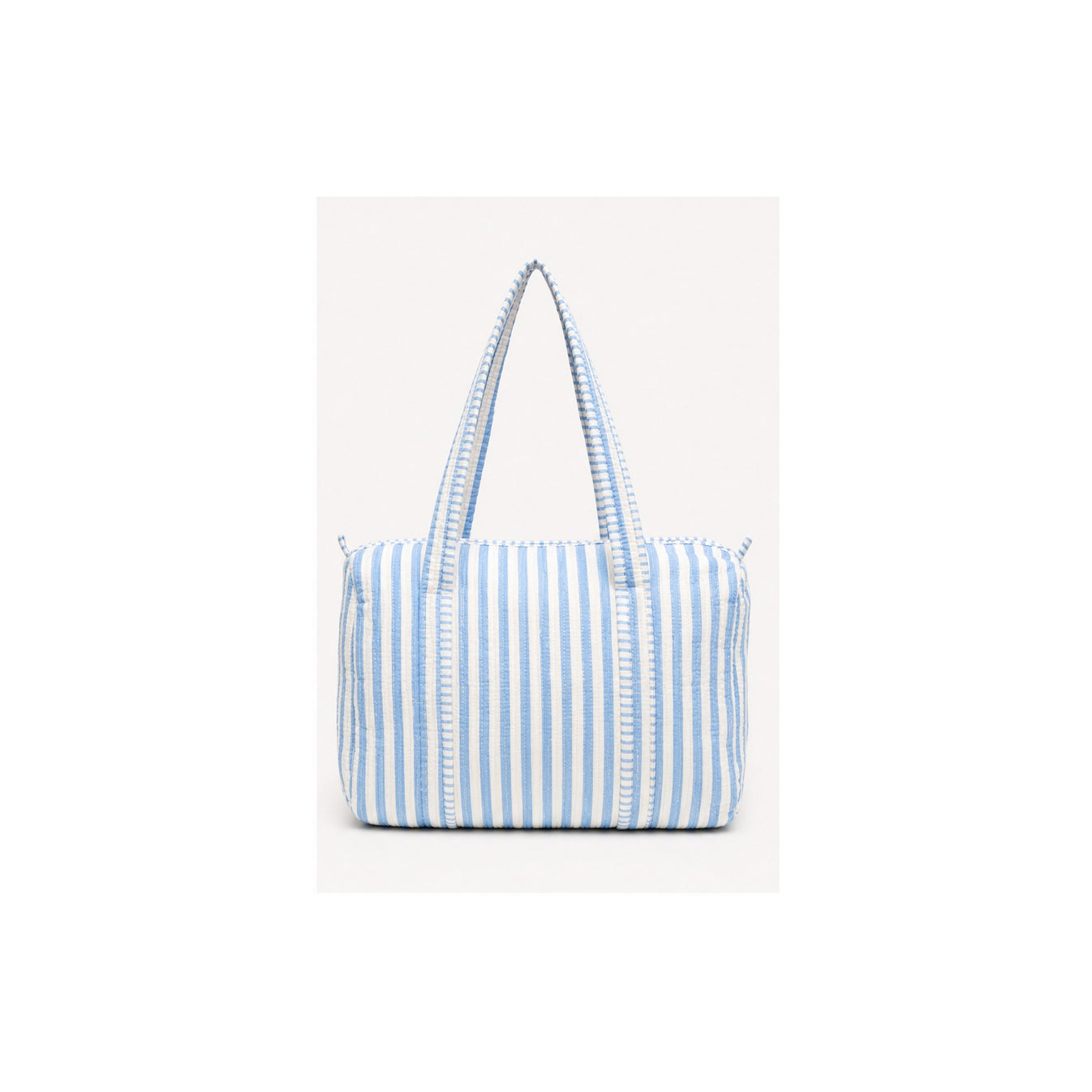 HS Dufflebag - Meerdere Prints - Blauw wit gestreept met rode bloemen - achteraanzicht