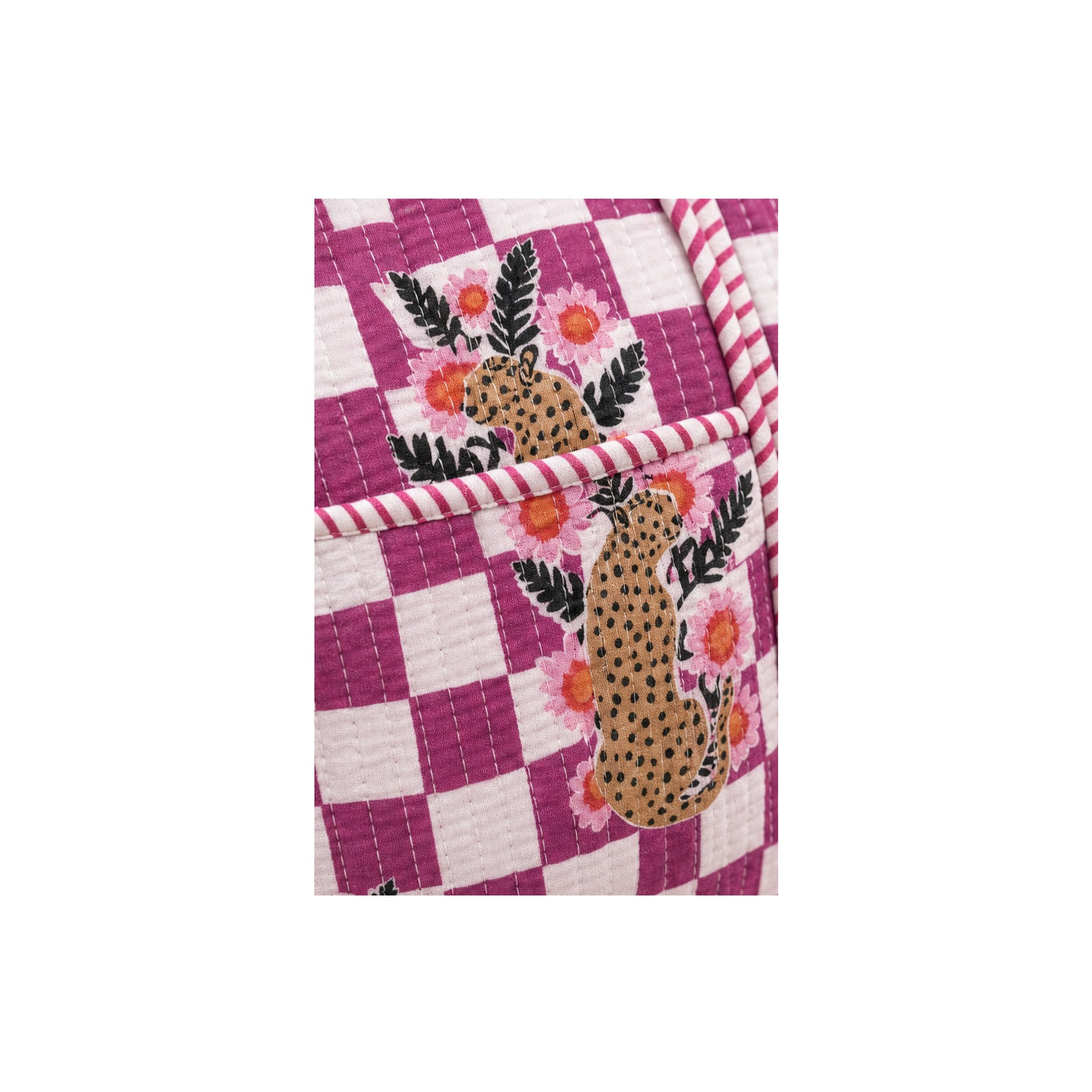 HS Dufflebag - Meerdere Prints - Roze ruit met bloemen - detail