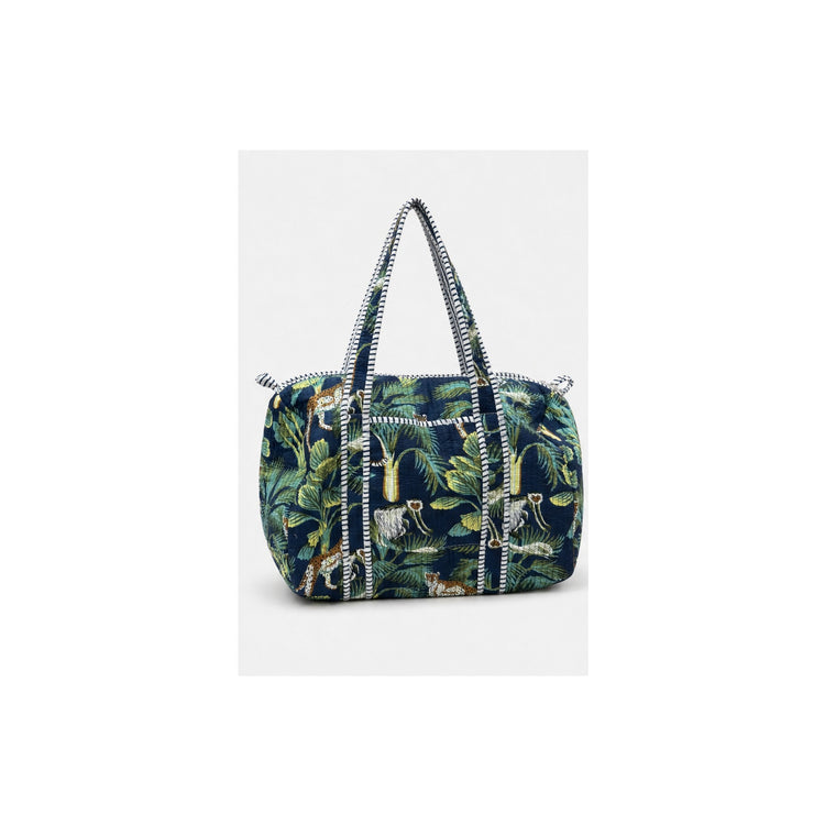 HS Dufflebag - Meerdere Prints - Donker groen bloemenprint - vooraanzicht