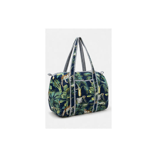 HS Dufflebag - Meerdere Prints - Donker groen bloemenprint - zijaanzicht