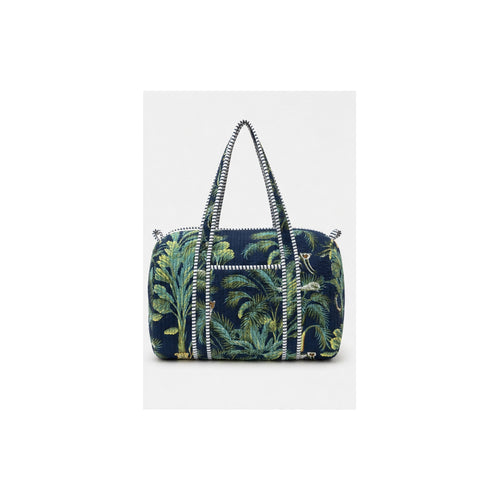 HS Dufflebag - Meerdere Prints - Donker groen bloemenprint - achteraanzicht