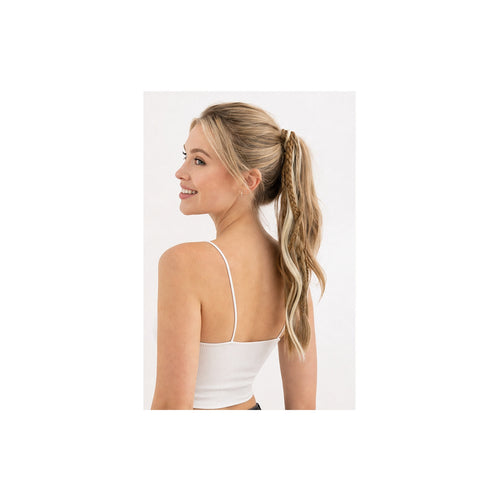HS Faux Hair Extensions - Meerdere Kleuren - Blond bruin mix - gedragen beeld