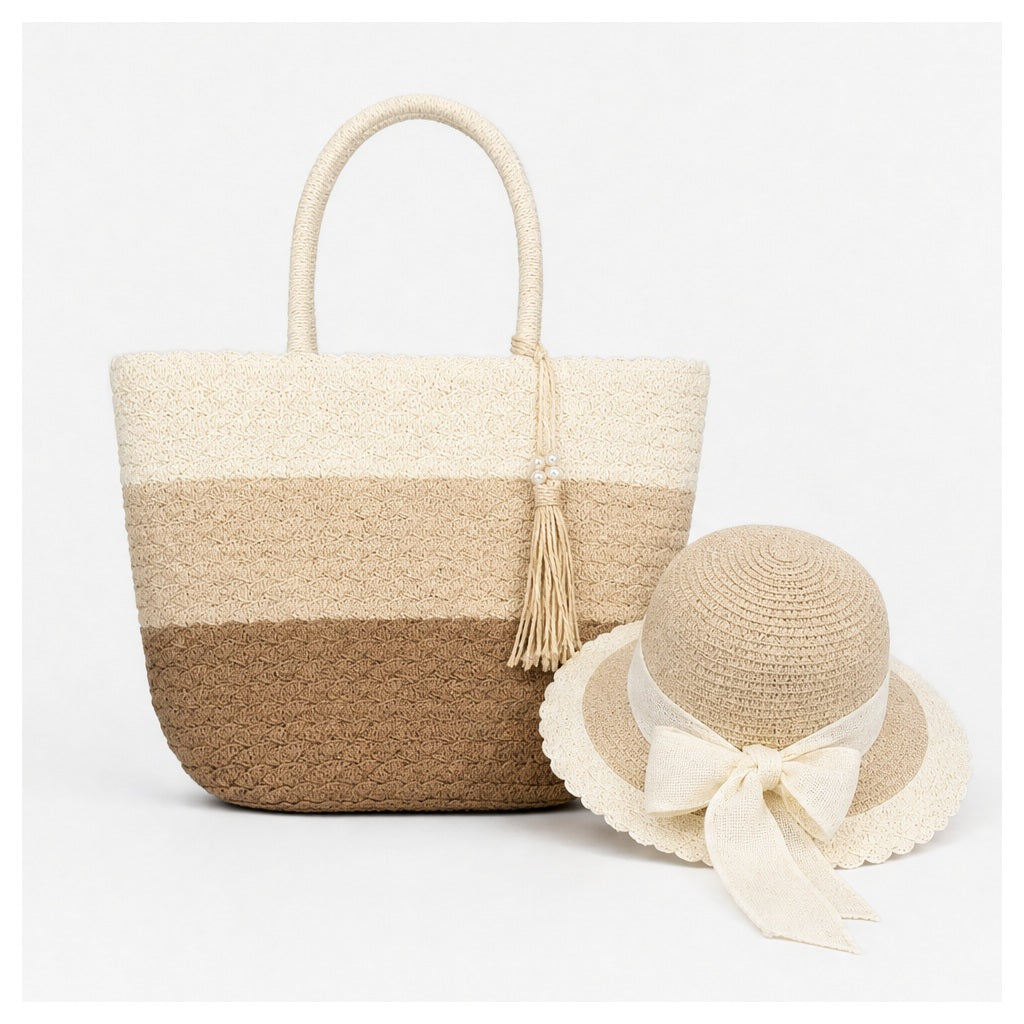 HS Hoed en Mand Set - Naturel - Naturel witte - vooraanzicht