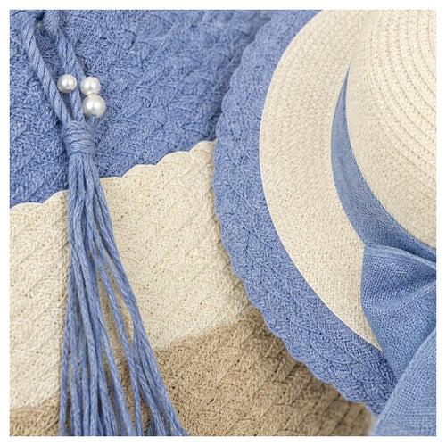 HS Hoed en Mand Set - Naturel - Blauw naturel - detail