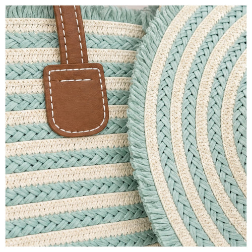 HS Hoed en Mand Set - Gestreept - Mintgroene - detail
