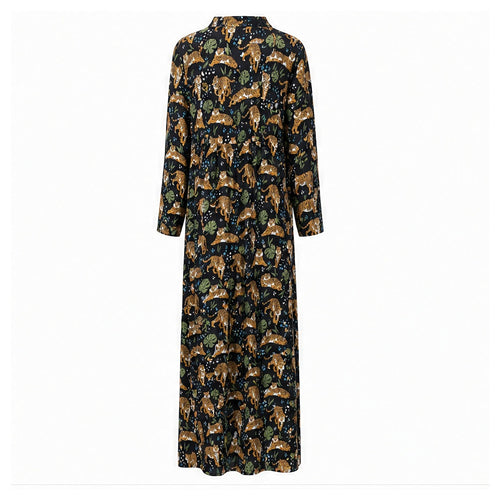 HS Kaftan Jurk - Meerdere Prints - Zwarte - achteraanzicht