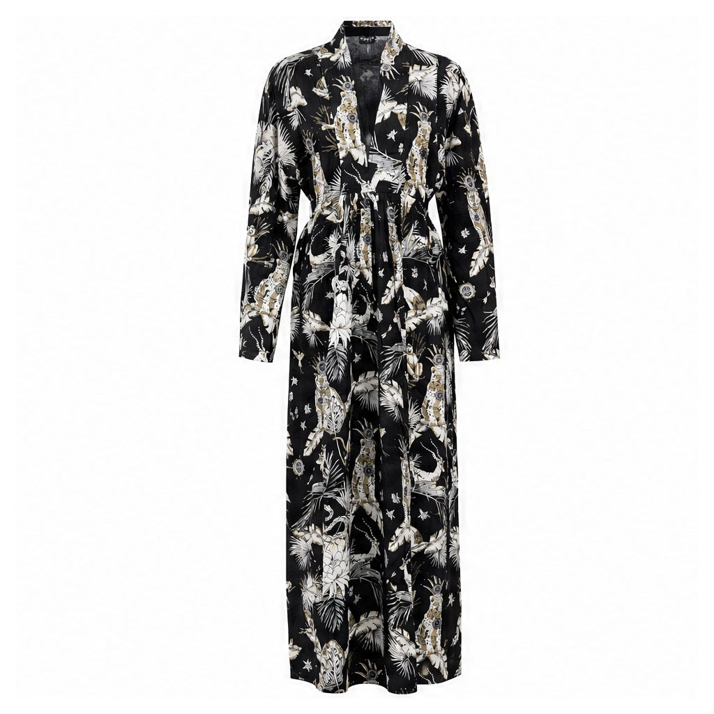 HS Kaftan Jurk - Meerdere Prints - Zwart witte - vooraanzicht