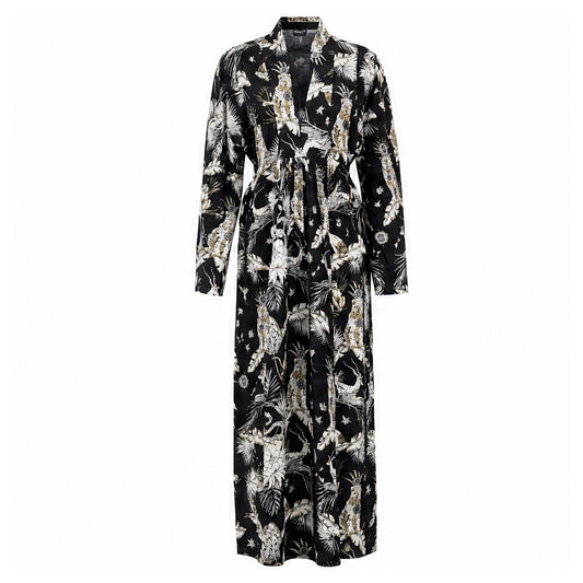 HS Kaftan Jurk - Meerdere Prints - Zwart witte - vooraanzicht