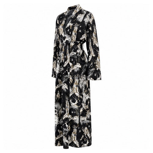 HS Kaftan Jurk - Meerdere Prints - Zwart witte - zijaanzicht