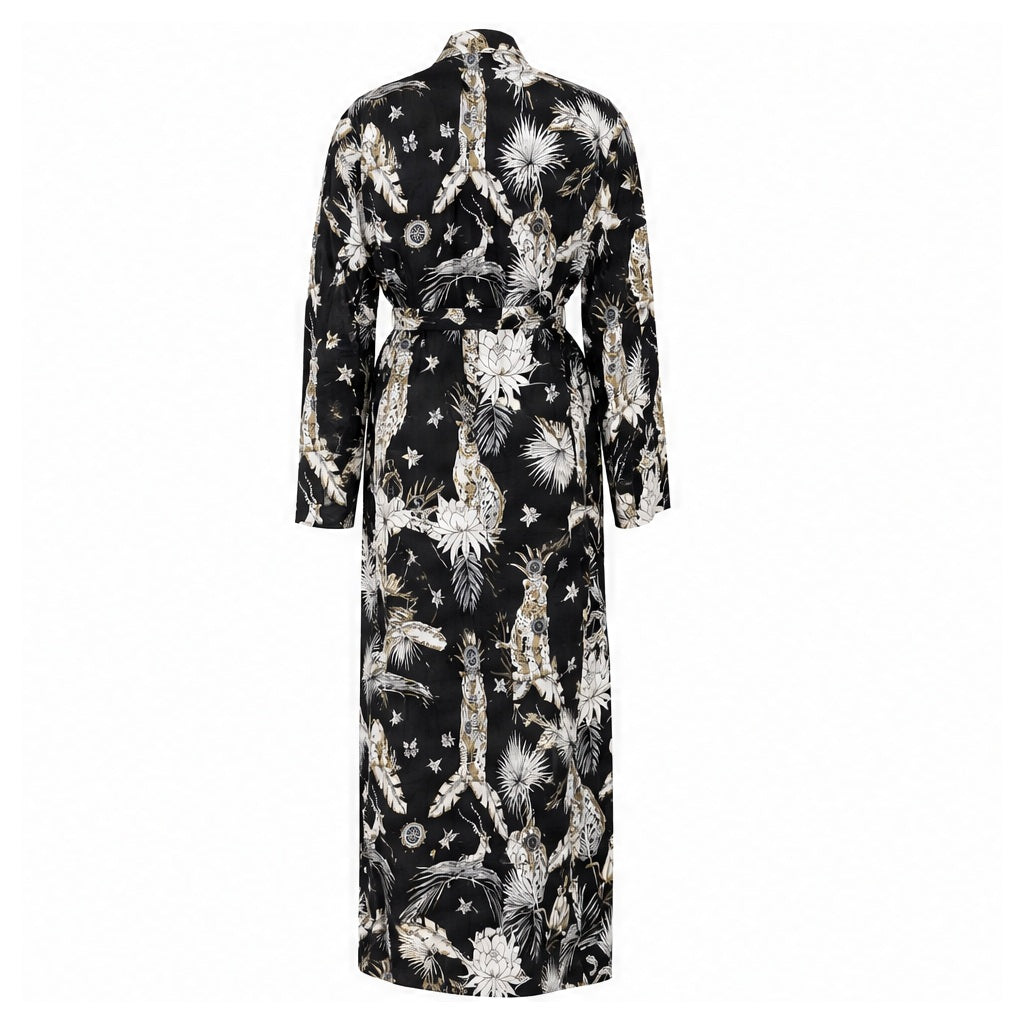 HS Kaftan Jurk - Meerdere Prints - Zwart witte - achteraanzicht