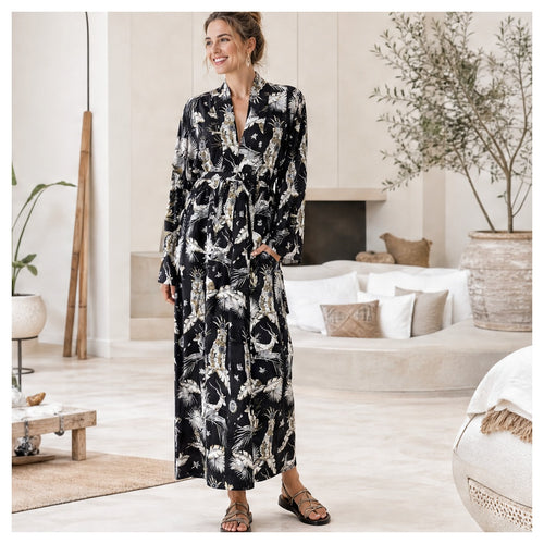 HS Kaftan Jurk - Meerdere Prints - Zwart witte - sfeerbeeld