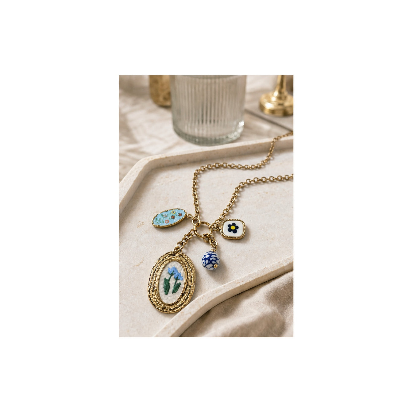 HS Ketting met Bedels - Meerdere Uitvoeringen - Goudkleurig minimal bedels - sfeerbeeld