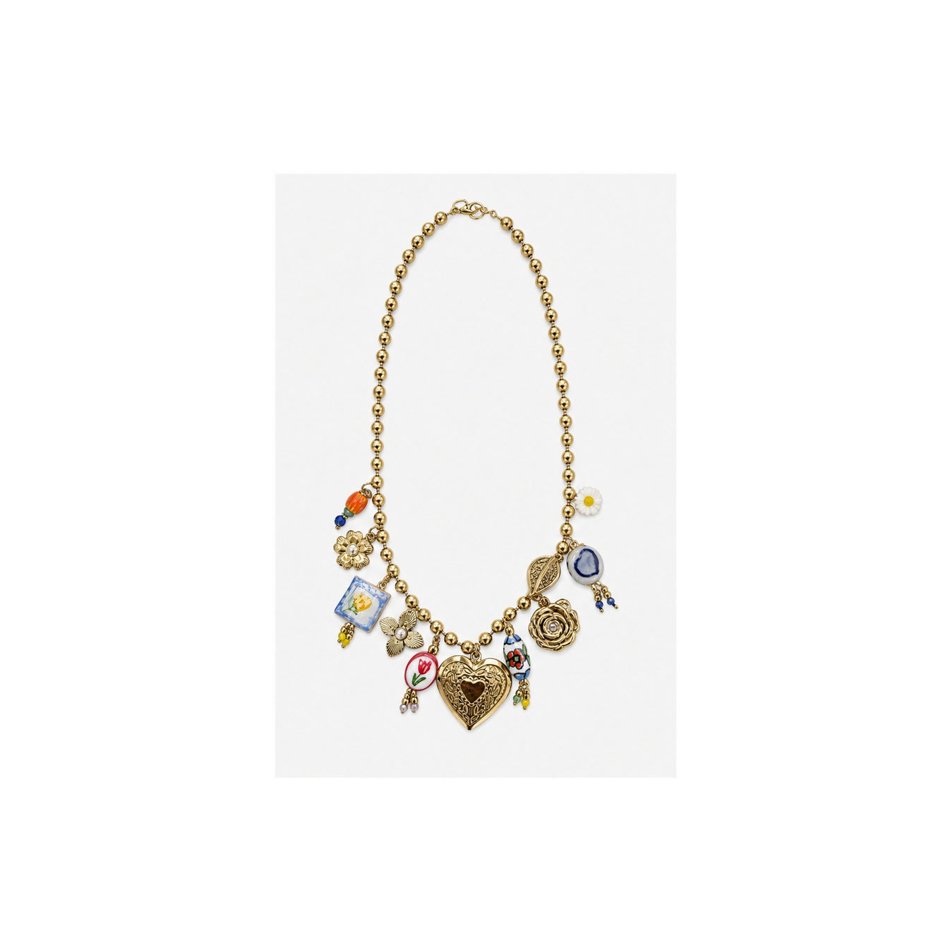 HS Ketting met Bedels en Kralen - Meerdere Uitvoeringen - Multicolor kralen en bedels - vooraanzicht