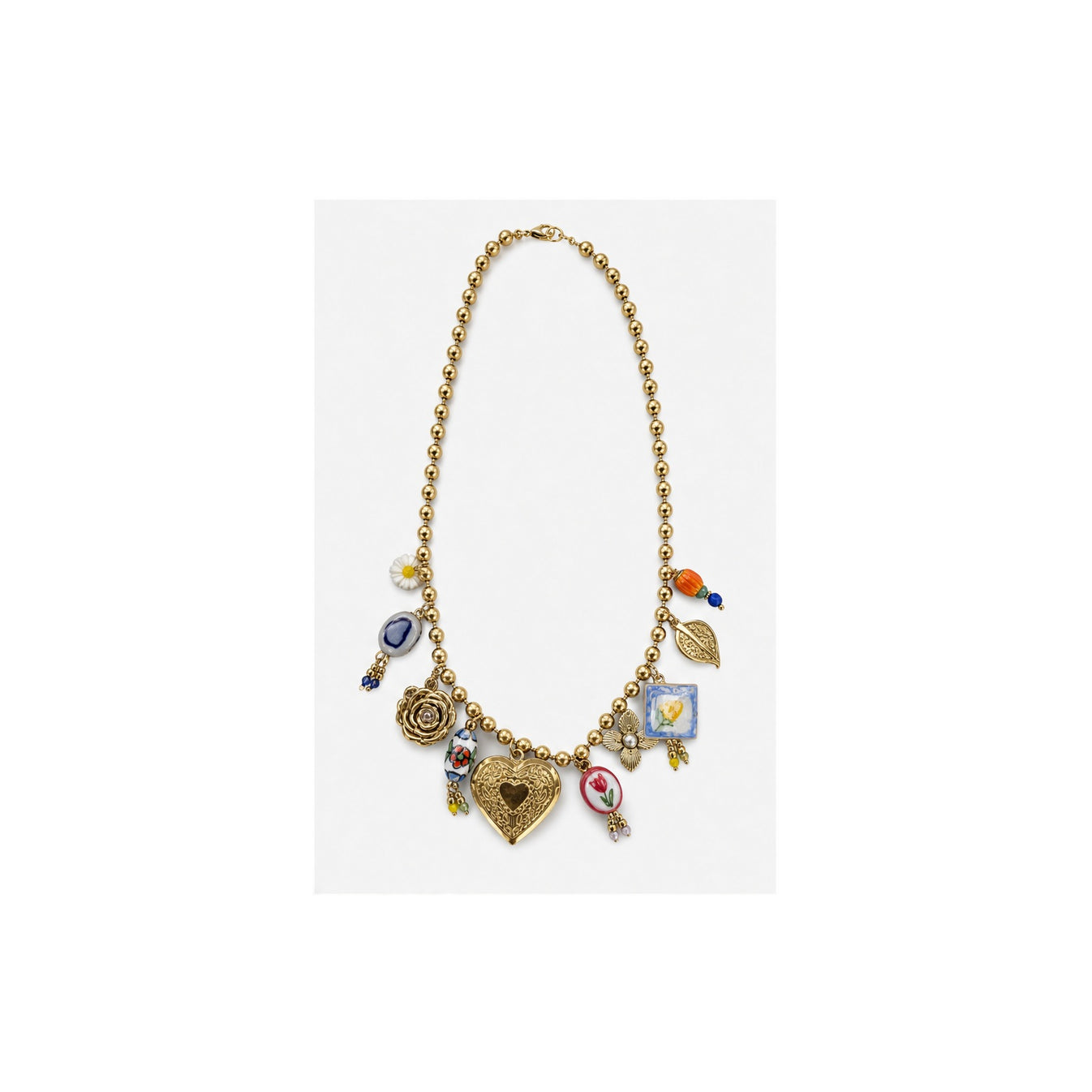 HS Ketting met Bedels en Kralen - Meerdere Uitvoeringen - Multicolor kralen en bedels - achteraanzicht