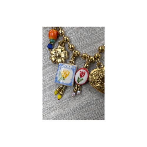 HS Ketting met Bedels en Kralen - Meerdere Uitvoeringen - Multicolor kralen en bedels - detail