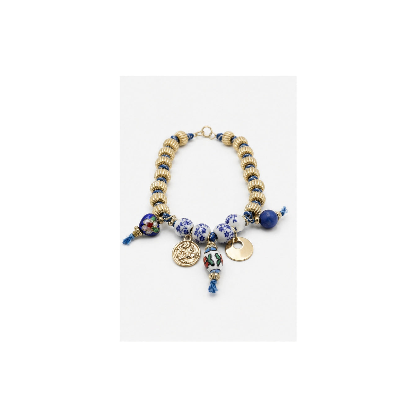 HS Ketting met Bedels en Kralen - Meerdere Uitvoeringen - Blauw kralen bedels - achteraanzicht