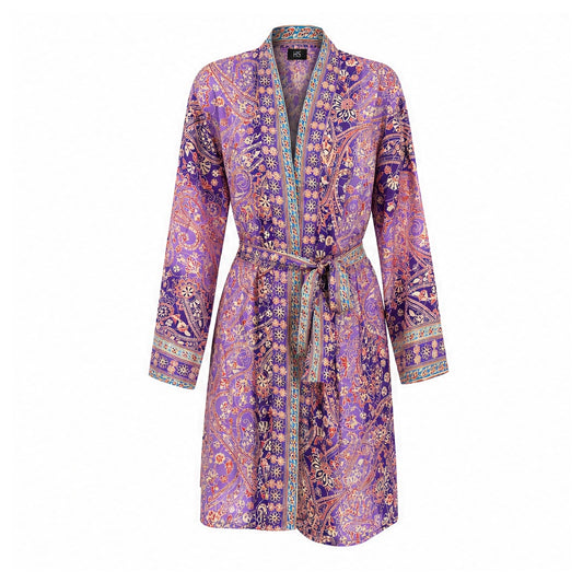 HS Kimono Kort - Meerdere Prints - Paars roze - vooraanzicht