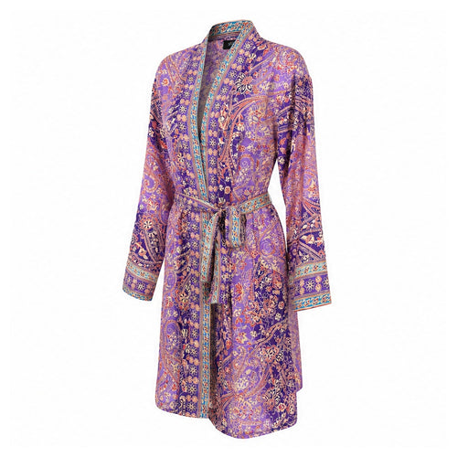 HS Kimono Kort - Meerdere Prints - Paars roze - zijaanzicht