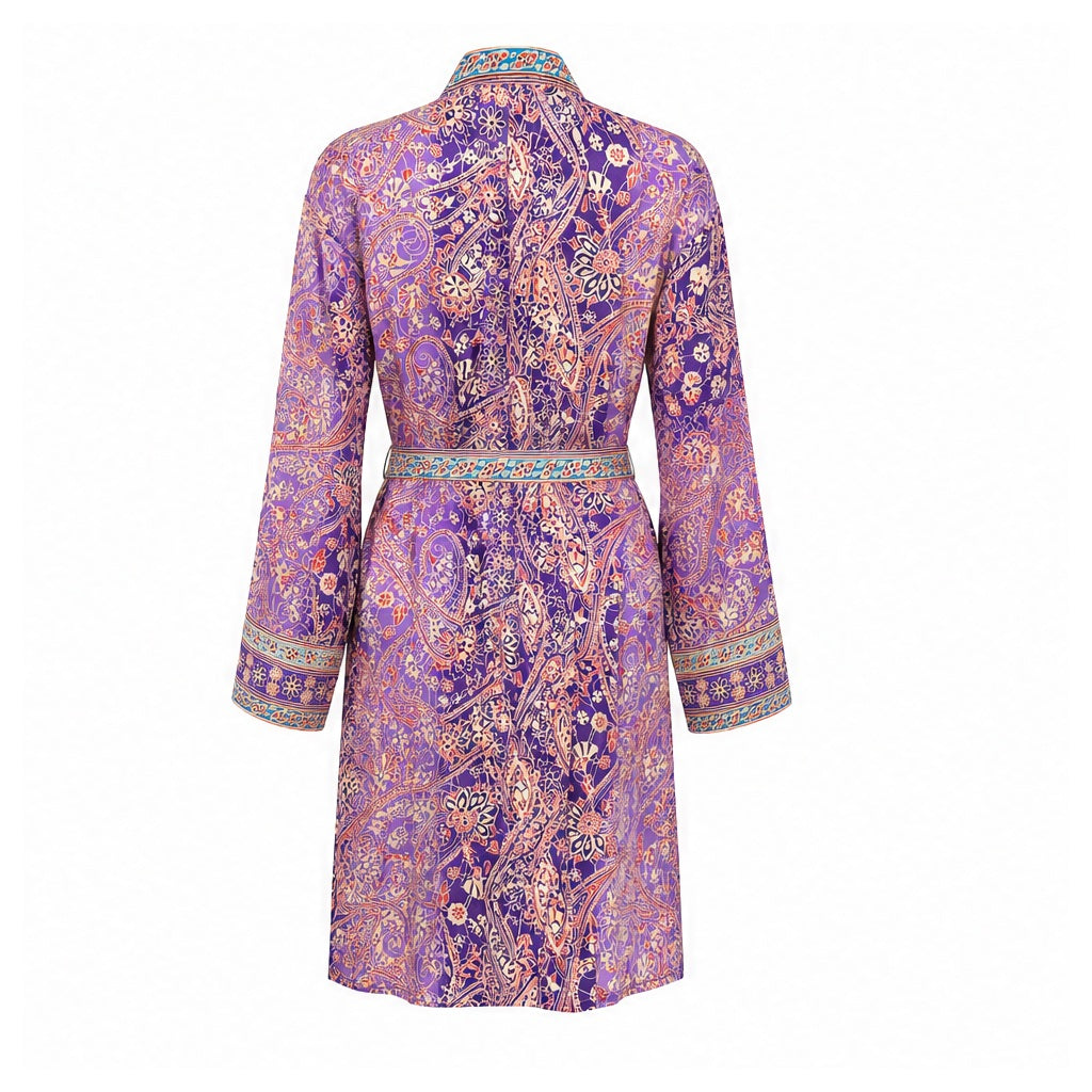 HS Kimono Kort - Meerdere Prints - Paars roze - achteraanzicht