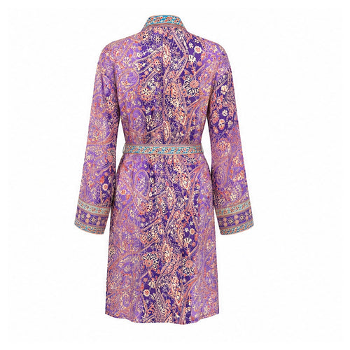 HS Kimono Kort - Meerdere Prints - Paars roze - achteraanzicht