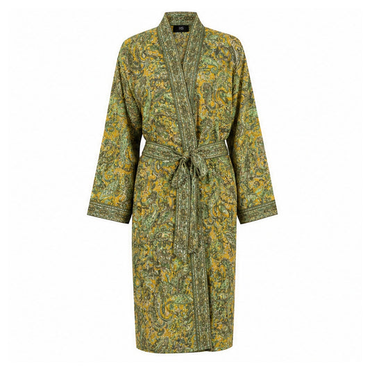HS Kimono Kort - Meerdere Prints - Geel groen - vooraanzicht