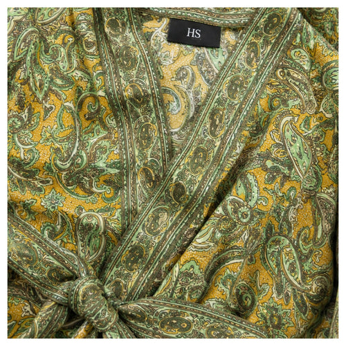HS Kimono Kort - Meerdere Prints - Geel groen - detail