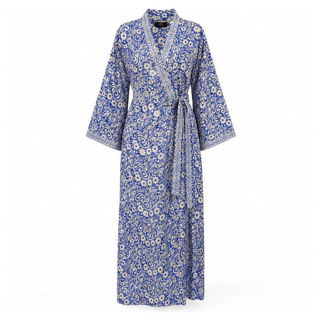 HS Kimono Lang - Meerdere Prints - Blauw paarse - vooraanzicht