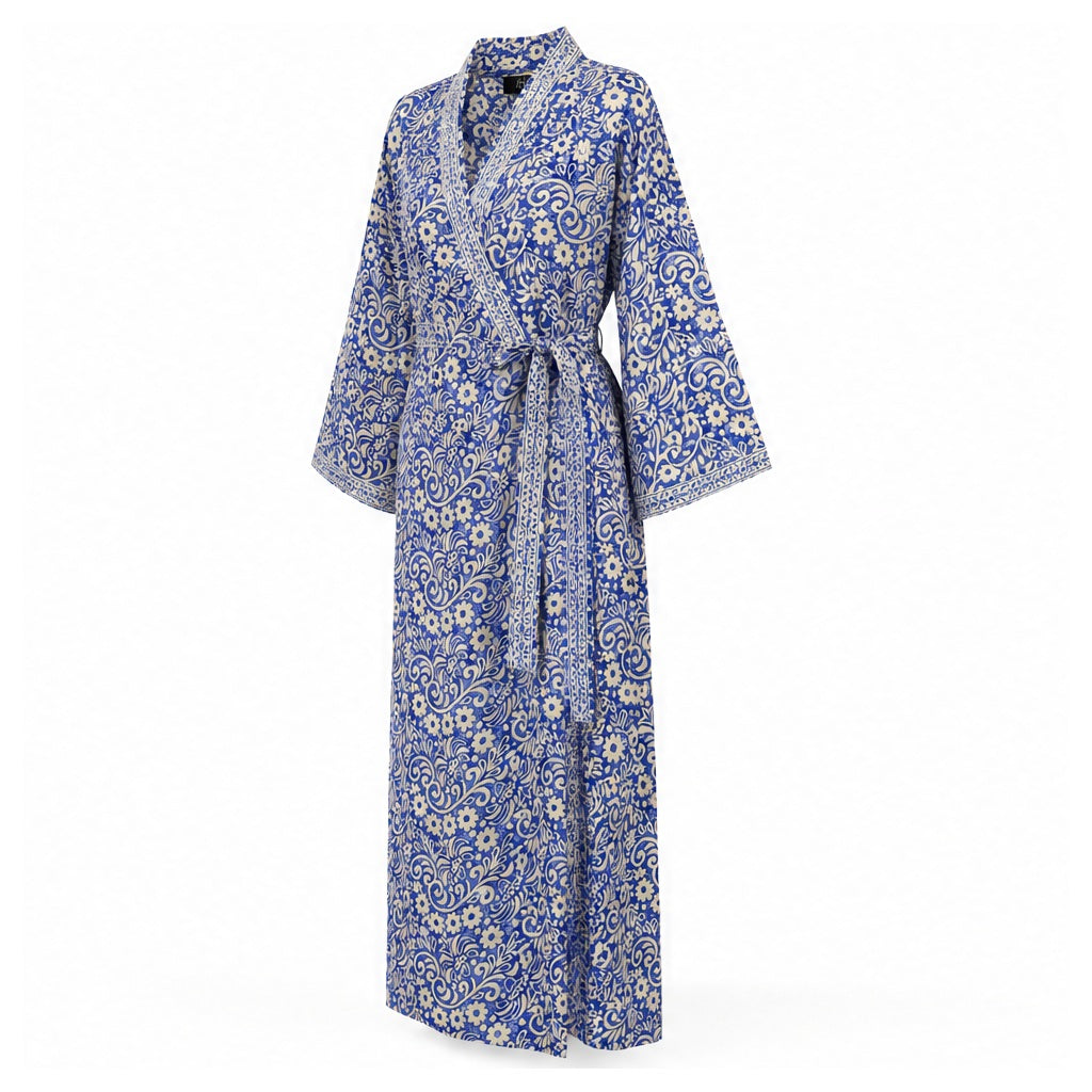 HS Kimono Lang - Meerdere Prints - Blauw paarse - zijaanzicht