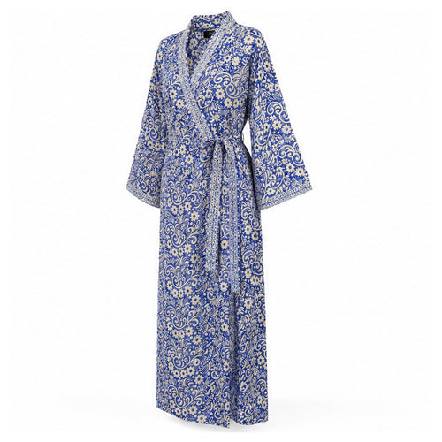HS Kimono Lang - Meerdere Prints - Blauw paarse - zijaanzicht