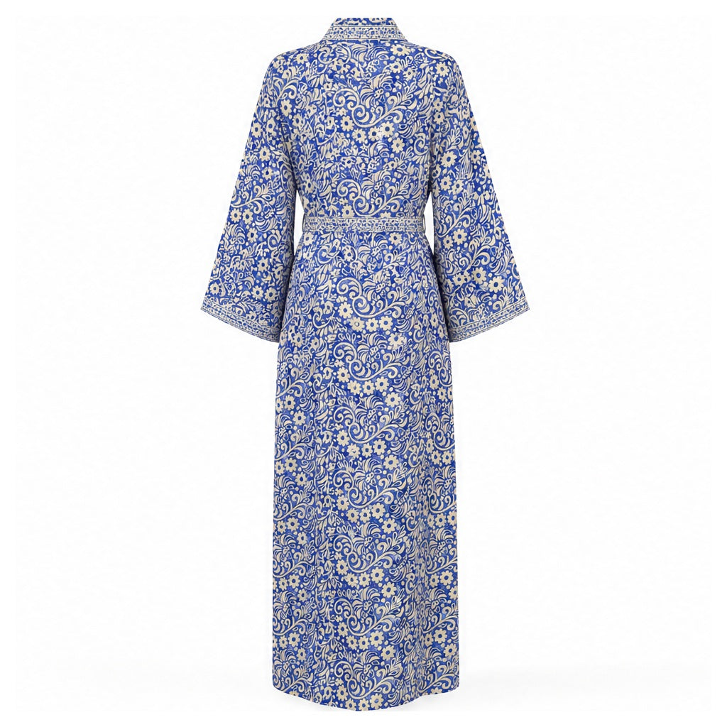 HS Kimono Lang - Meerdere Prints - Blauw paarse - achteraanzicht