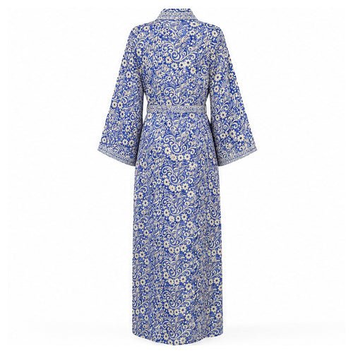 HS Kimono Lang - Meerdere Prints - Blauw paarse - achteraanzicht