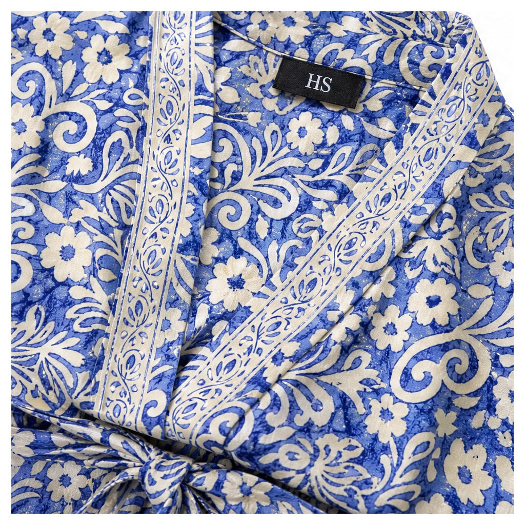 HS Kimono Lang - Meerdere Prints - Blauw paarse - detail
