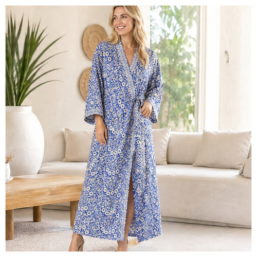 HS Kimono Lang - Meerdere Prints - Blauw paarse - sfeerbeeld
