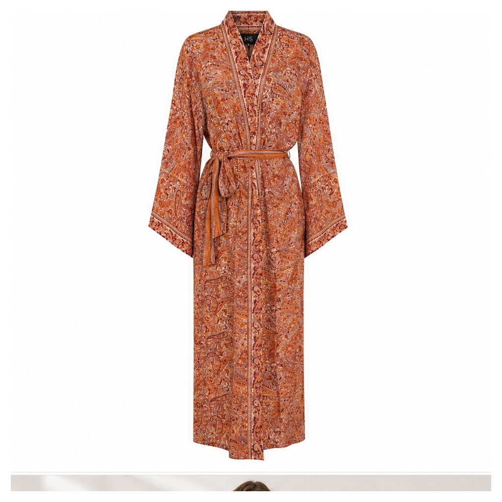 HS Kimono Lang - Meerdere Prints - Oranje - vooraanzicht