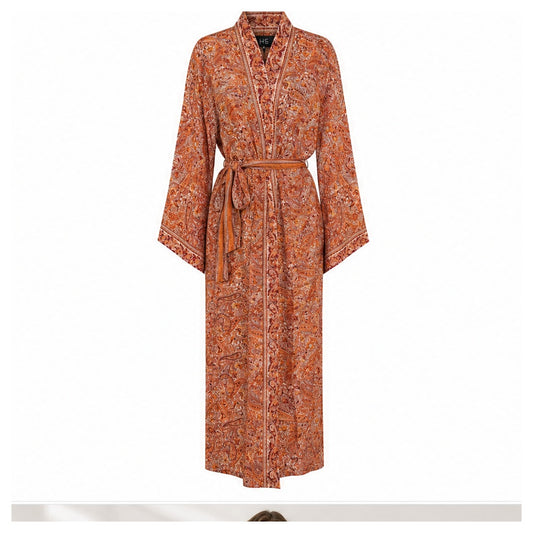 HS Kimono Lang - Meerdere Prints - Oranje - vooraanzicht