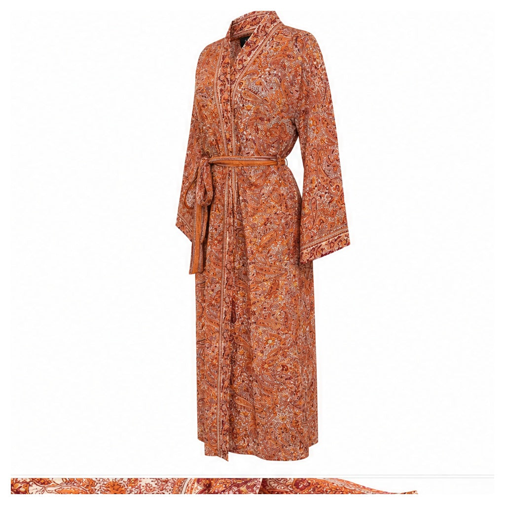 HS Kimono Lang - Meerdere Prints - Oranje - zijaanzicht