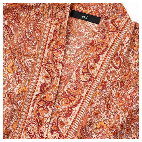 HS Kimono Lang - Meerdere Prints - Oranje - detail