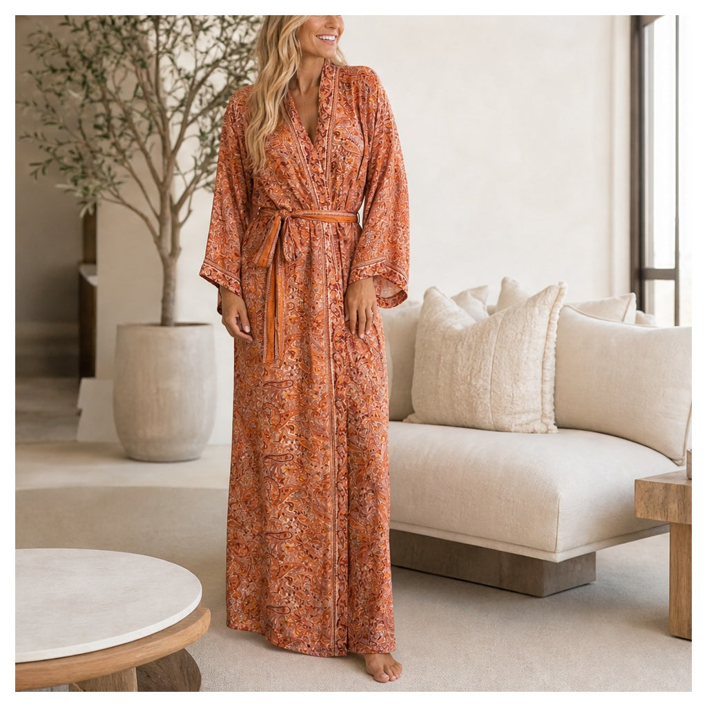HS Kimono Lang - Meerdere Prints - Oranje - sfeerbeeld