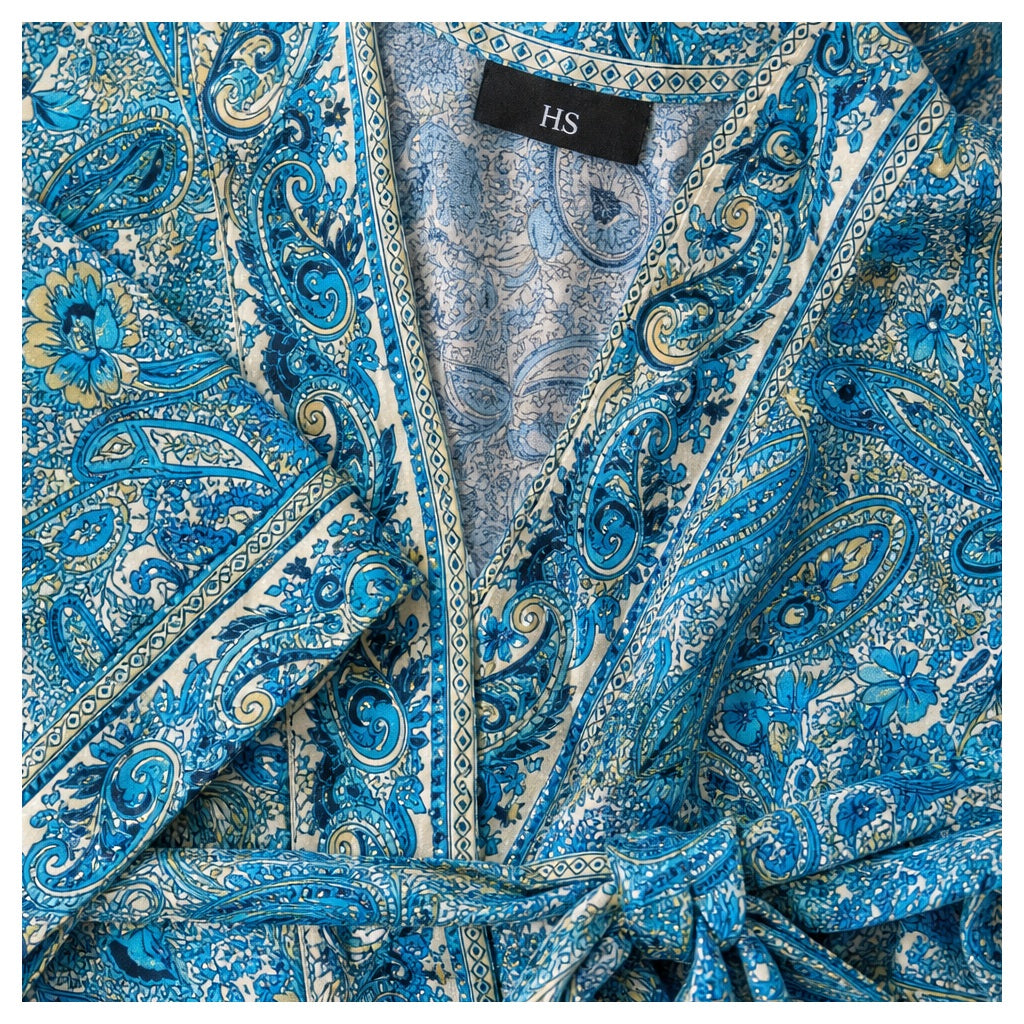 HS Kimono Middel - Meerdere Prints - Blauw - detail