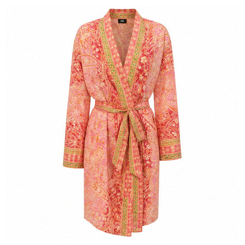 HS Kimono Middel - Meerdere Prints - Koraal roze - vooraanzicht