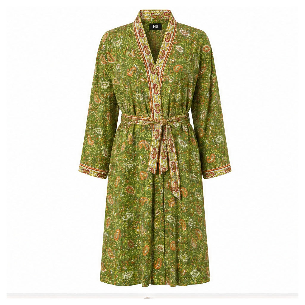 HS Kimono Middel - Meerdere Prints - Groen roze - vooraanzicht