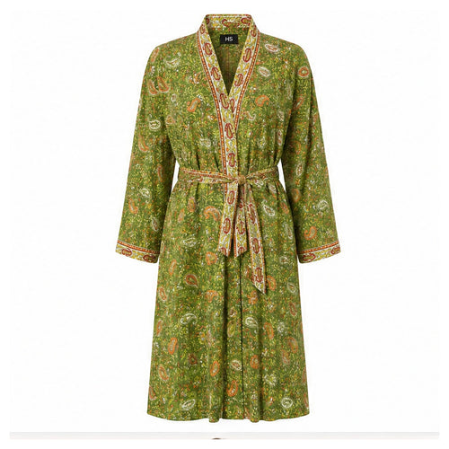 HS Kimono Middel - Meerdere Prints - Groen roze - vooraanzicht