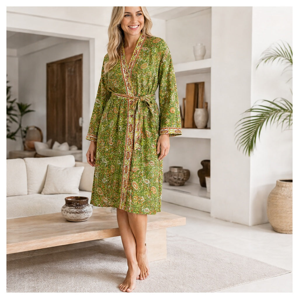 HS Kimono Middel - Meerdere Prints - Groen roze - sfeerbeeld
