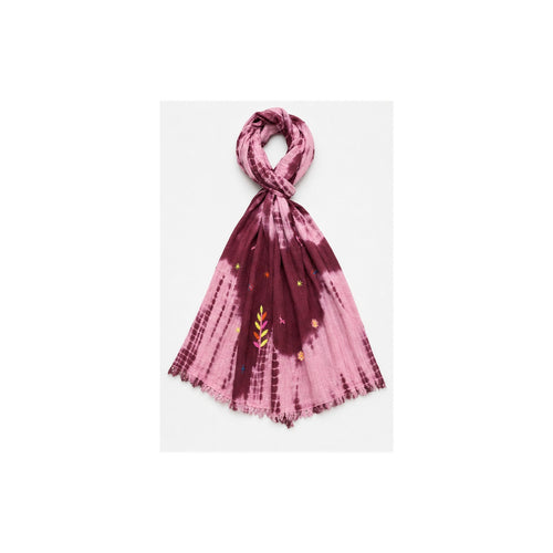 HS Lange Sjaal met Patches Handmade - Meerdere Kleuren - Bordeaux sterrenpatch - vooraanzicht