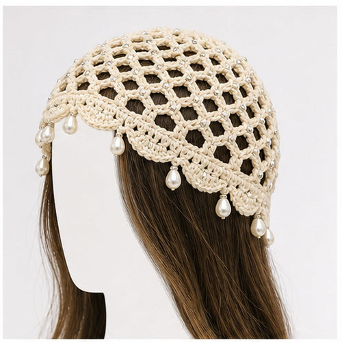 HS Fashion Gehaakte Parel Cap - Design 01