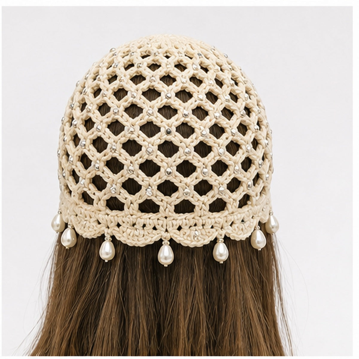 HS Fashion Gehaakte Parel Cap - Design 01